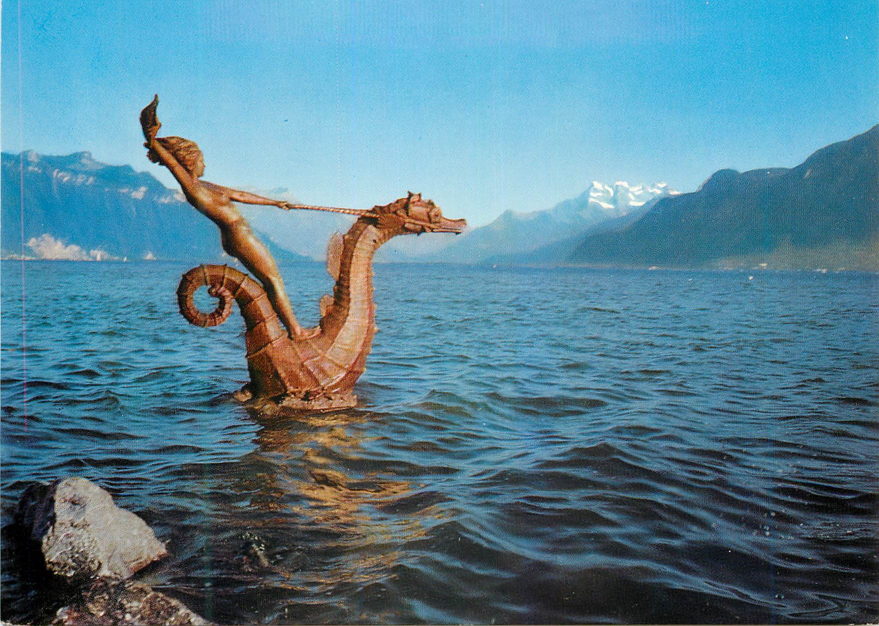 CPM Vevey et Dents du Midi Hippocampe du sculpt Ed M Sandoz