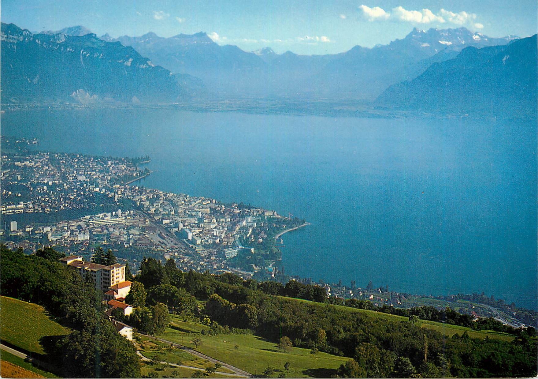 CPM Le Mont Pelerin sur Vevey Le Lac Leman et les Dents du Midi Au ter plan l Hotel du Parc
