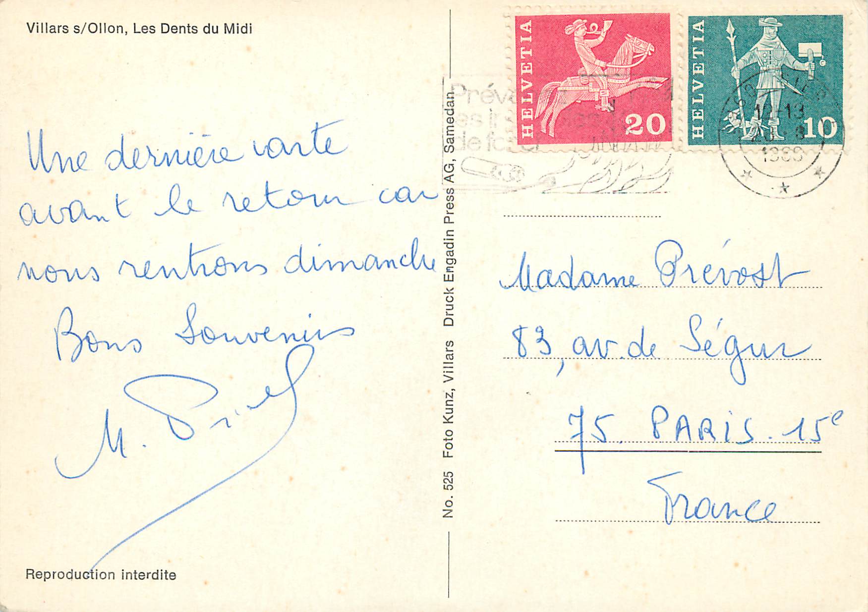 CPM Villars s Ollon Les Dents du Midi — Rückseite