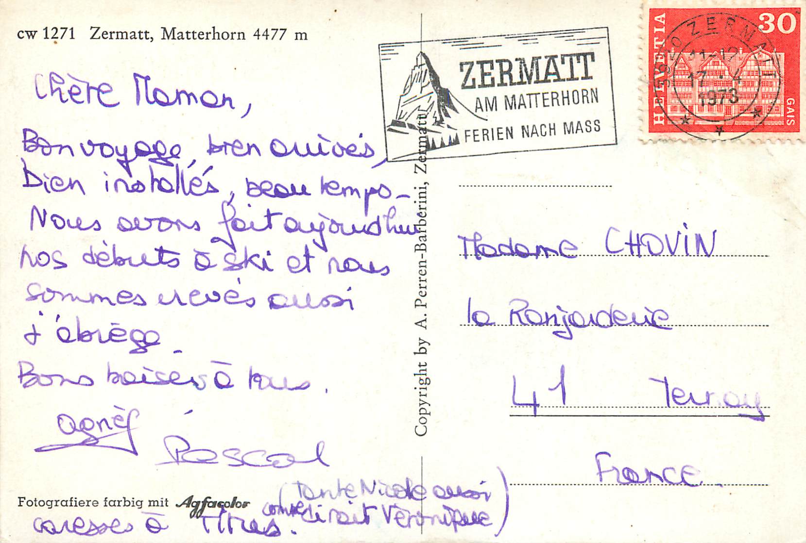 CPM Zermatt Matterhorn Zermatt am Matterhorn Ferien Nach Mass — Back