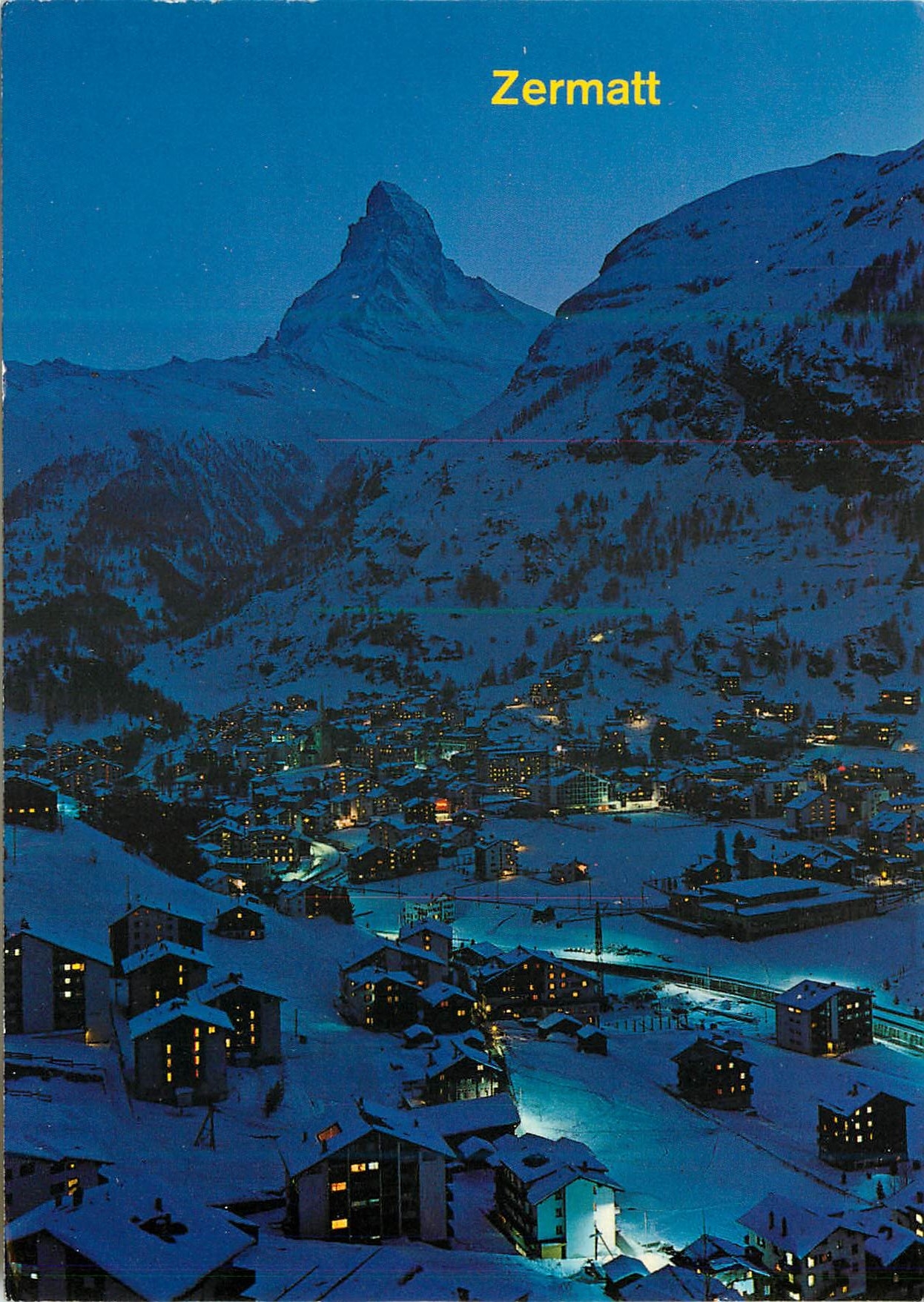 CPM Zermatt Zermatt bei Nacht Matterhorn Mt Cervin Komm mit ins Wallis Luftpost Schnell Zuverlassig