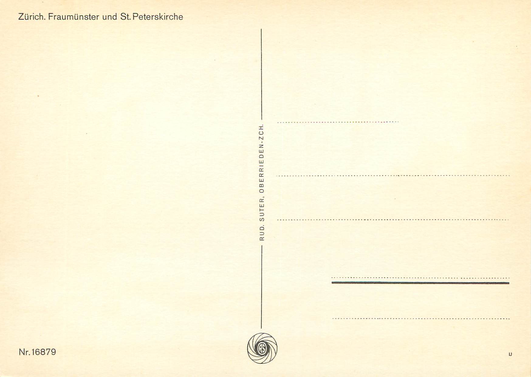 CPM Zurich Fraumunster und St Peterskirche — Verso