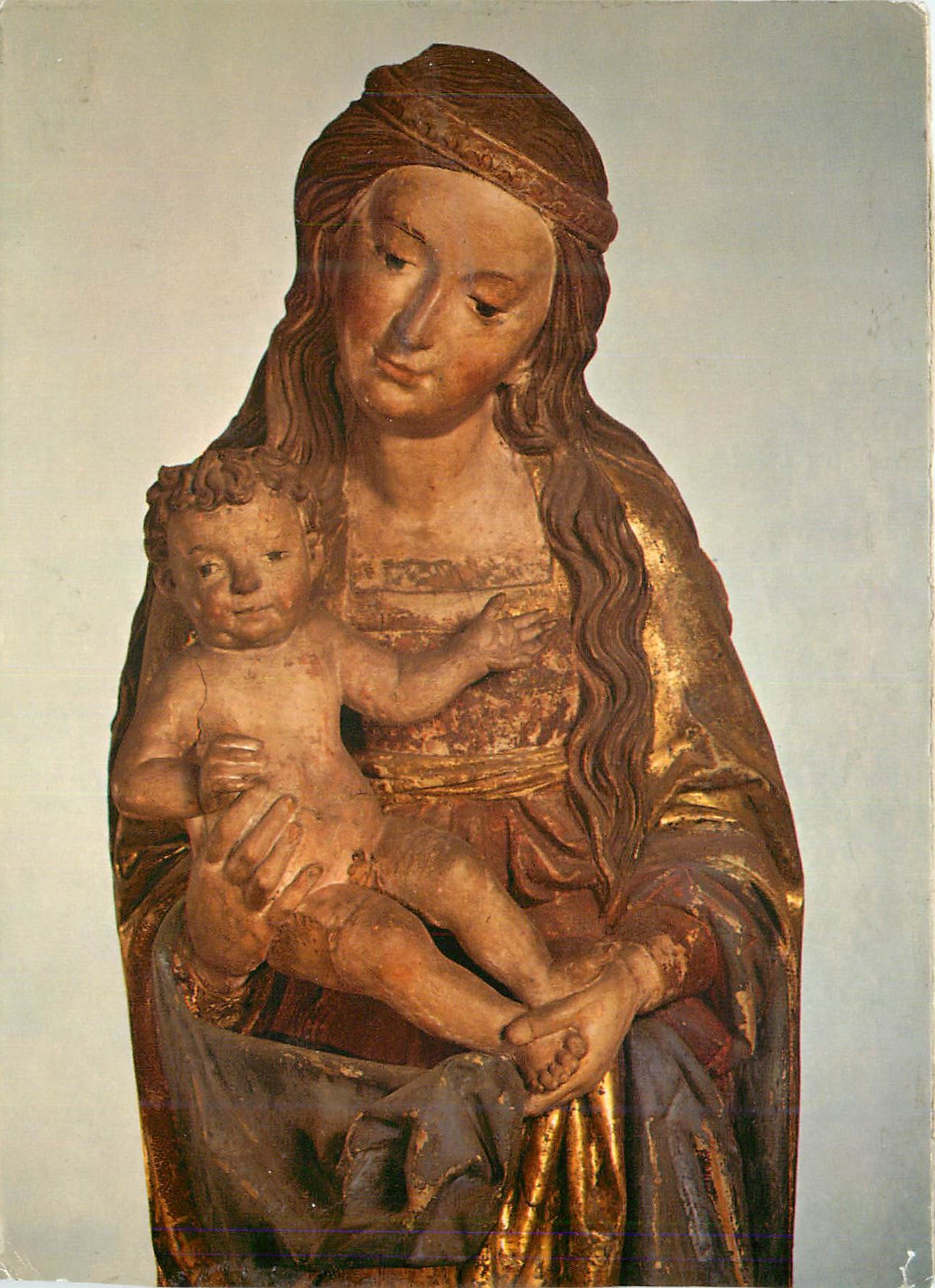 CPM Schweiz Landesmuseum in Zurich Stehende Muttergottes mit Kind Detail aus Guttingen Kanton Thurgau Lindenholz Hohe