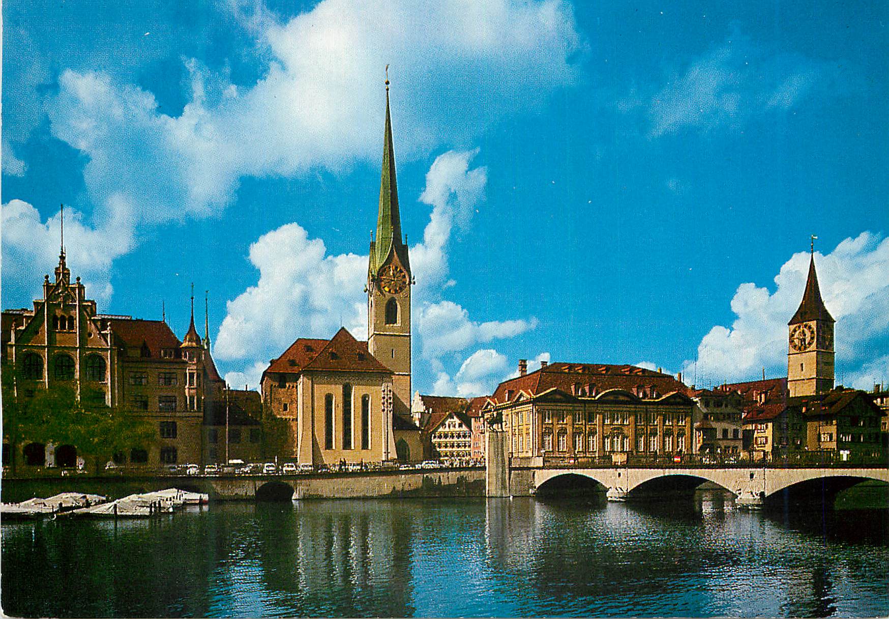 CPM Schweiz Suisse Switzerland Zurich Fraumunster Zunfthauser zur Meise St Peter und Munsterbrucke Bis 5 Grussworte und 