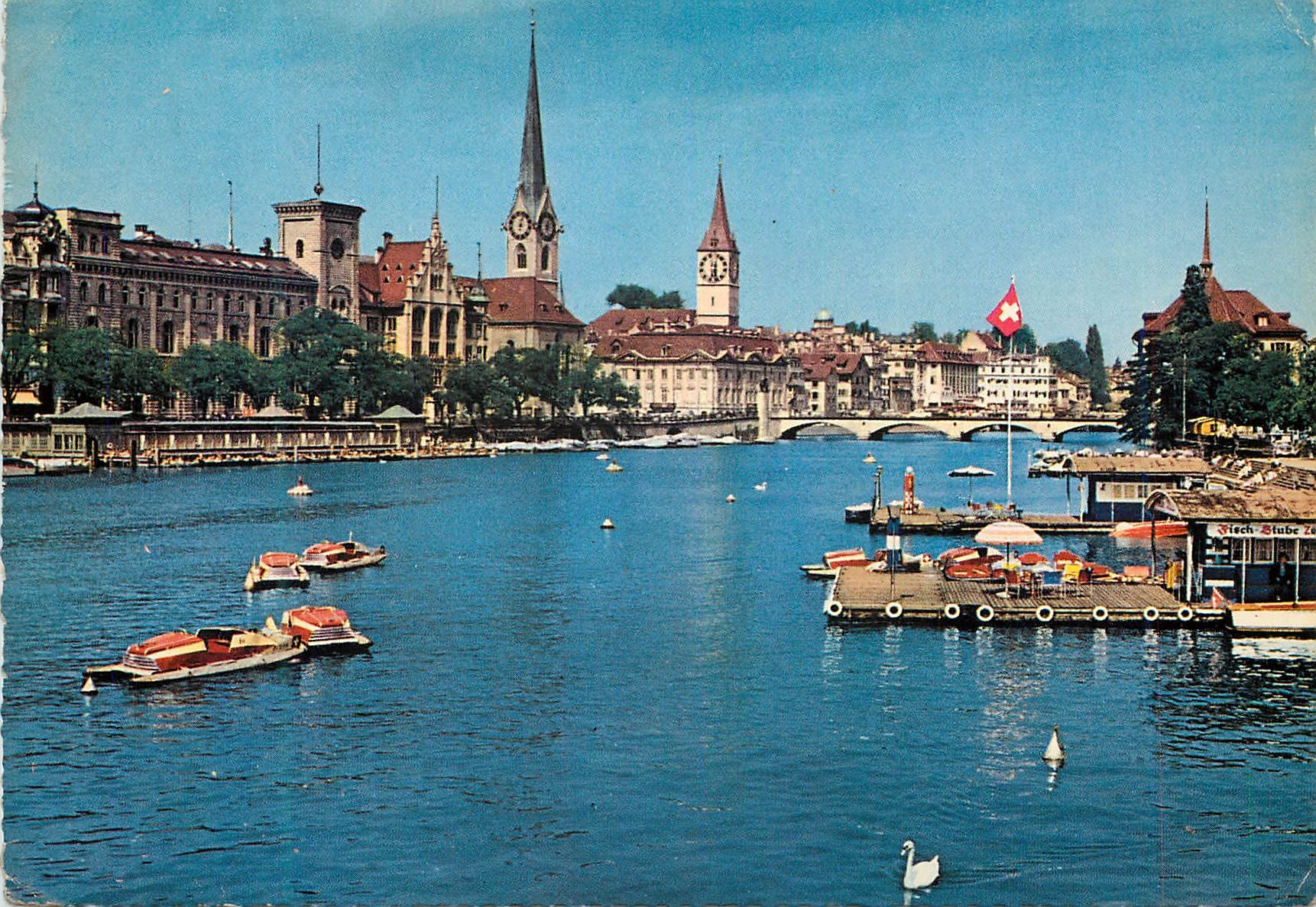 Zurich — Limmat mit Fraumünster und St. Peter — Krüger 946/9