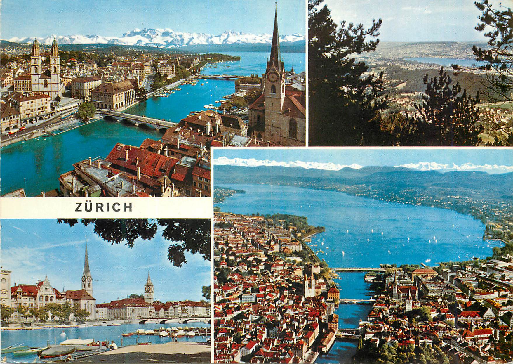Zurich — vue panoramique avec lac et montagnes — Verlag Beringer & Pampaluchi, Zürich