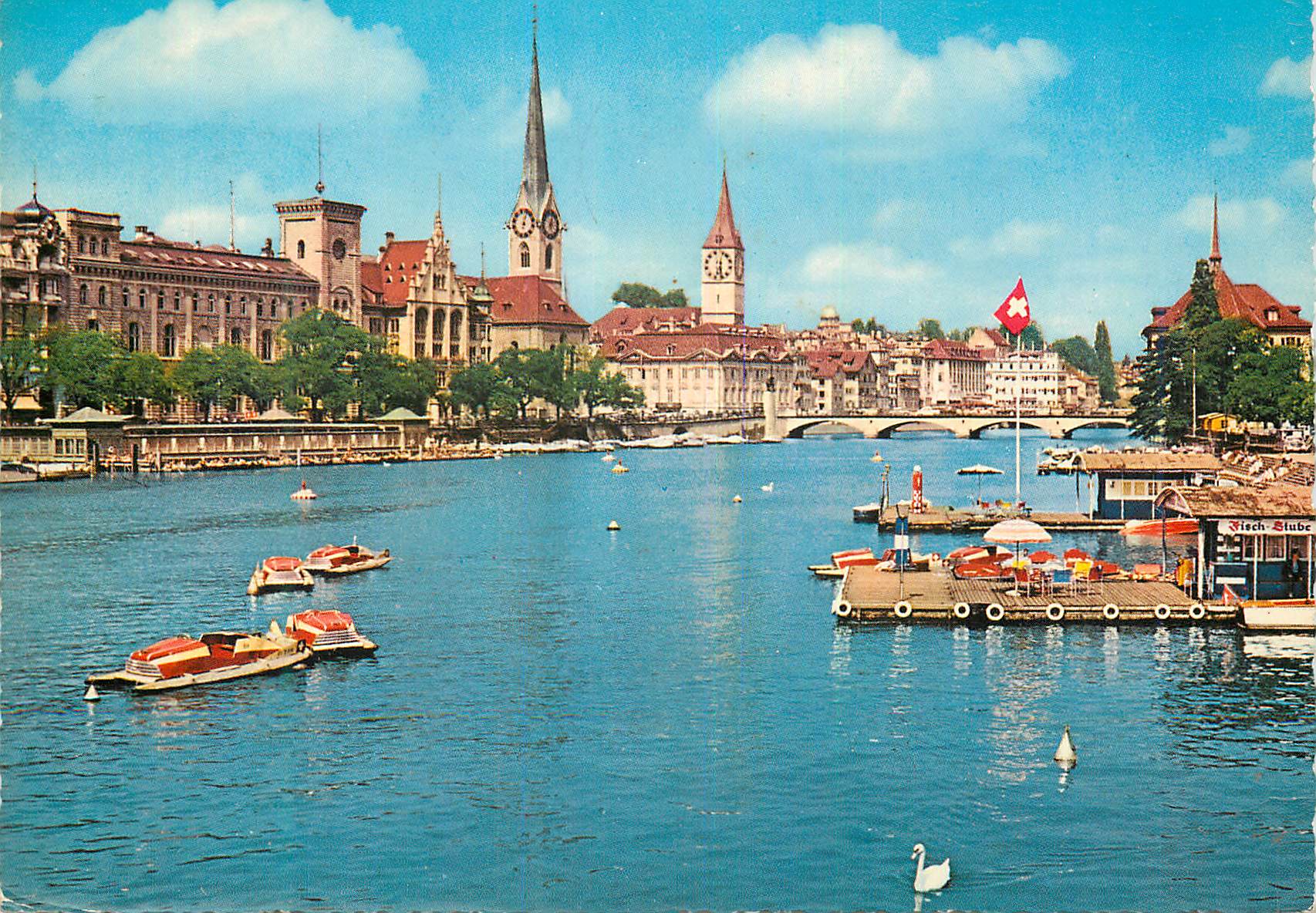 Zurich — Limmat mit Fraumünster und St. Peter — Krüger 946/9