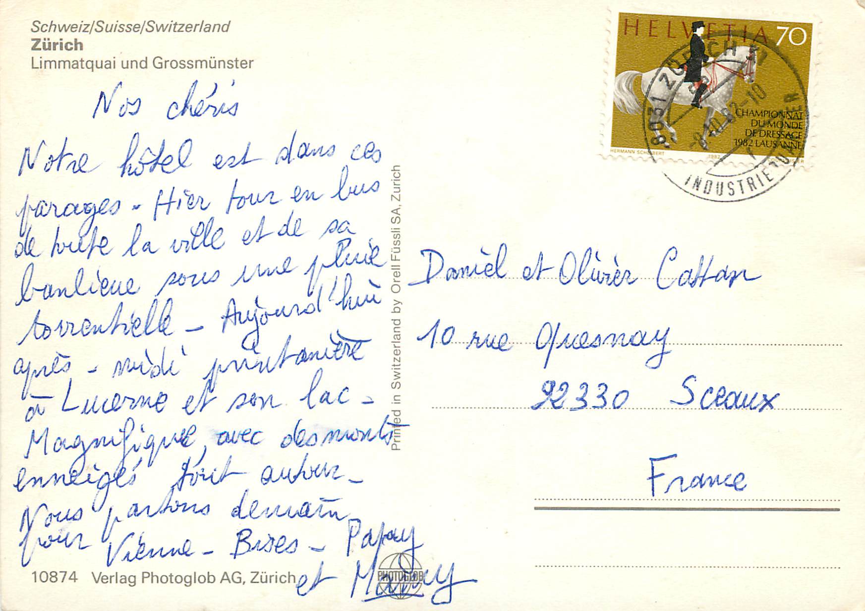 CPM Schweiz Suisse Switzerland Zurich Limmatquai und Grossmunster Helvetia — Back