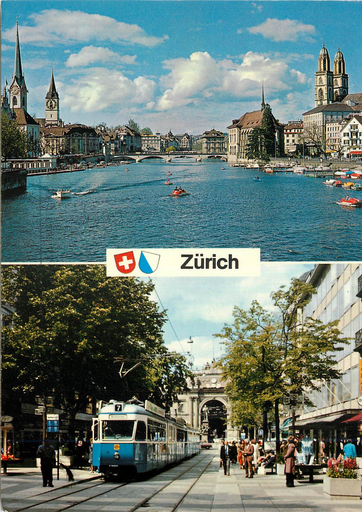 CPM Zurich Blick von der Quaibrucke Bahnhofstrasse Comite Vosges De la Ligue Contre Le Cancer Espinal C T A Tramway