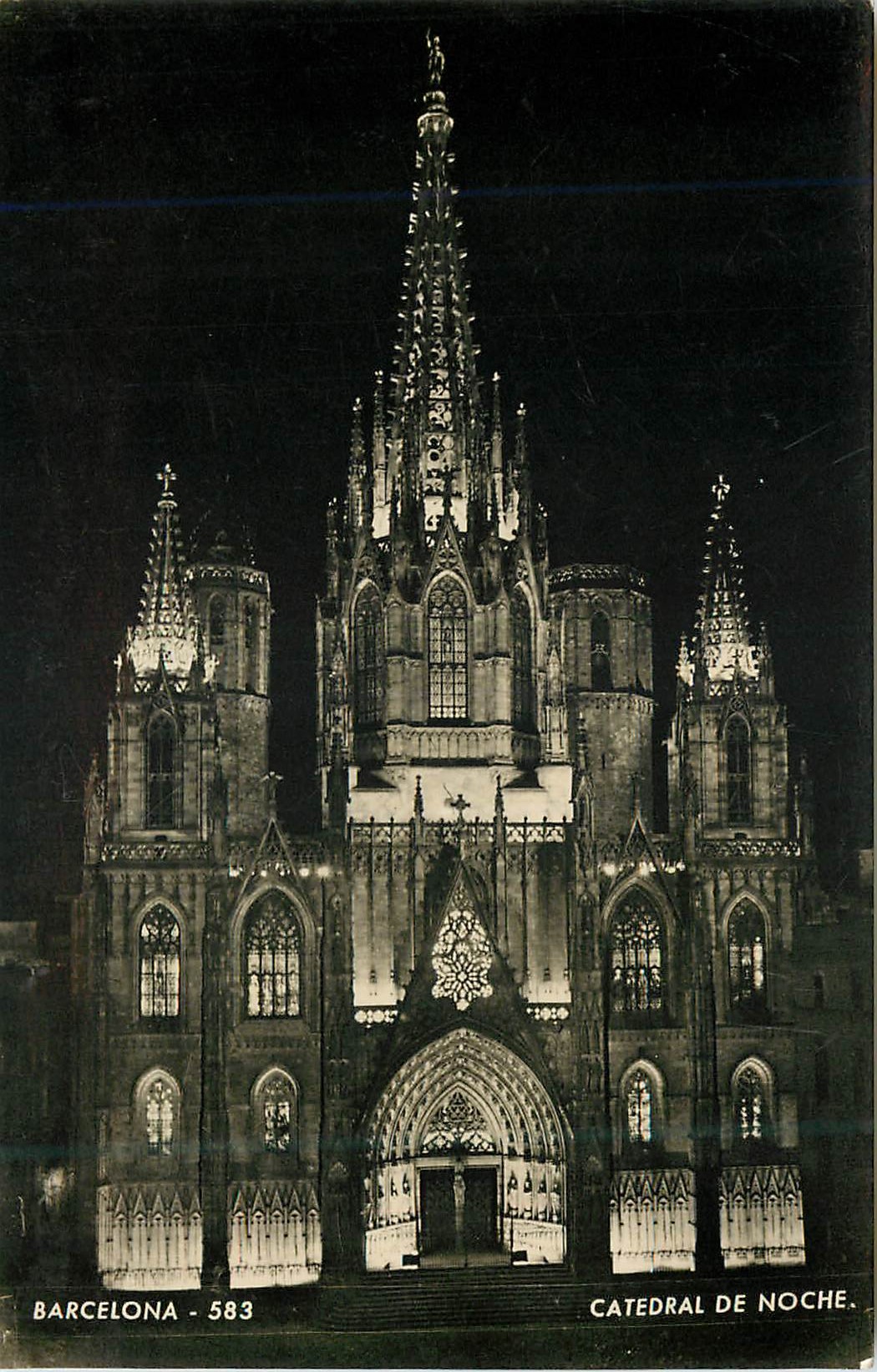 CPM Barcelona Catedral de Noche Talleres A Zerkowitz Fotografo Barcelona Prohibida la reproduccion