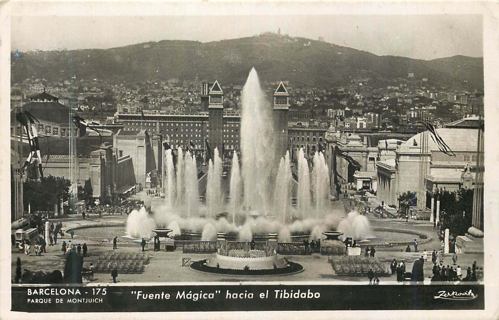CPM Barcelona Parque de Montjuich Fuente Magica hacia el Tibidabo