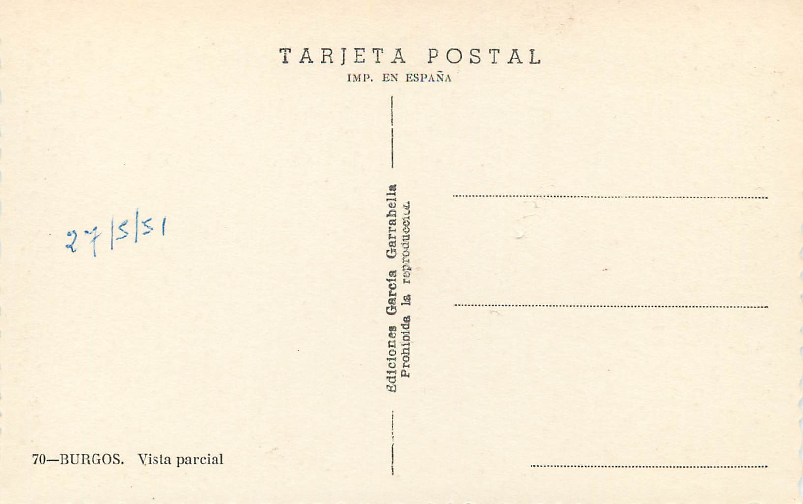 Burgos — Vue partielle — Éditions García Garrabella, n°70 — Back