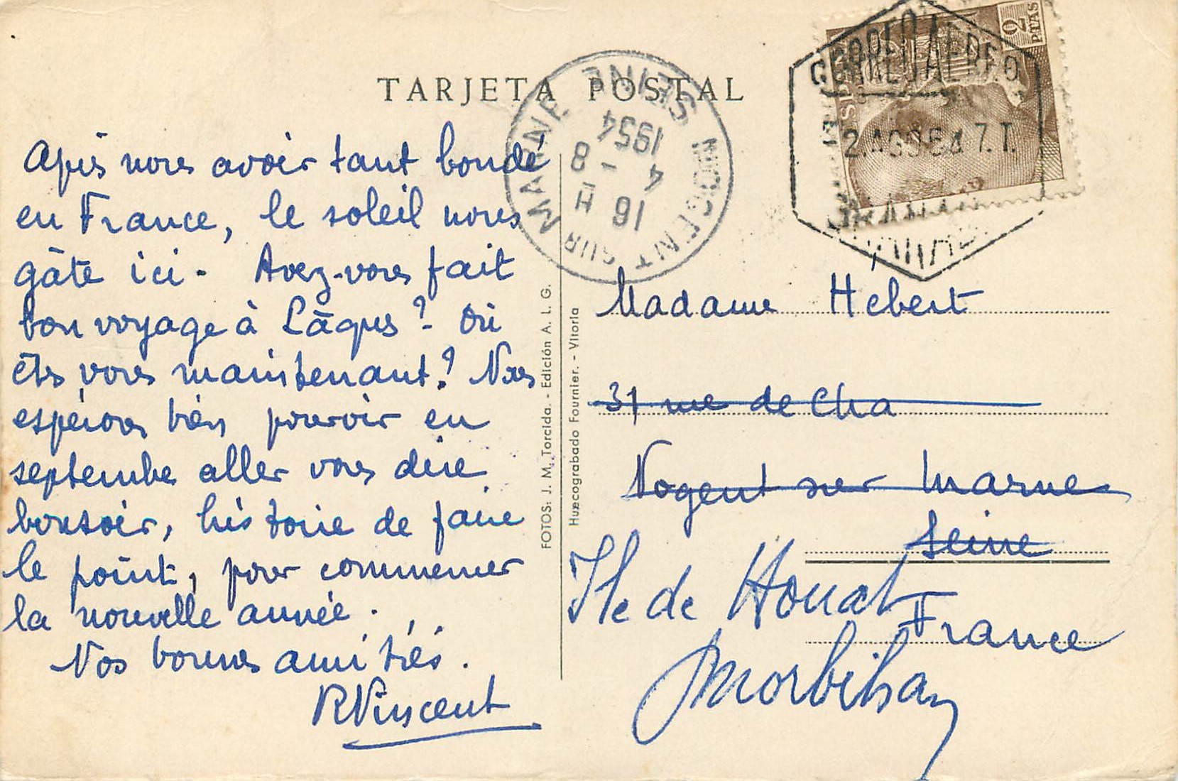 CPM Granada Generelife Escalinata de los Fuentes Terjeta Postal Hogent sur Mainte — Rückseite