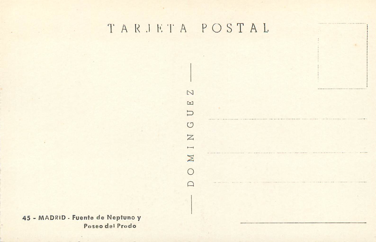 CPM Madrid Fuente de Neptuno y Paseo del Prado Dominguez Tarjeta Postal — Verso