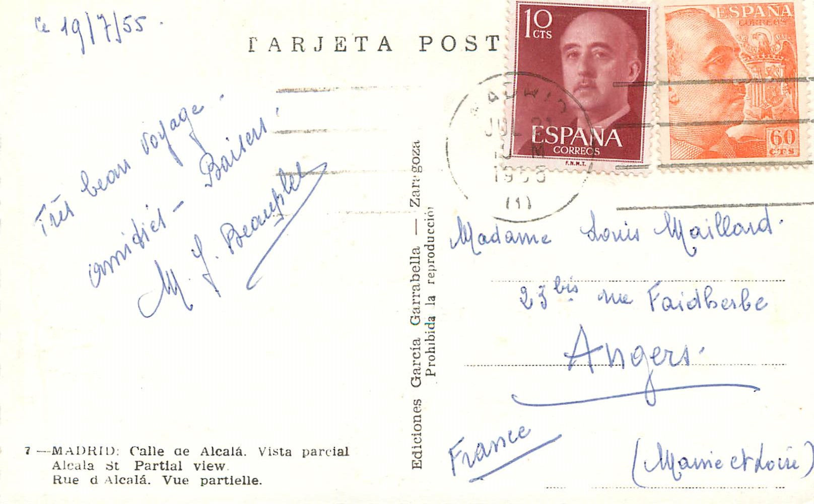 Madrid — Calle de Alcalá — vue partielle — Éditions García Garrabella — Rückseite
