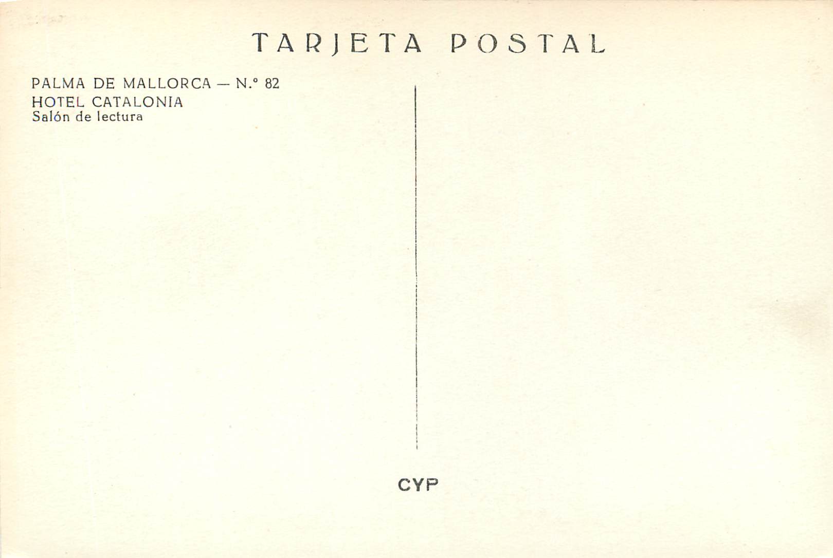 CPM Palma De Mallorca Hotel Catalonia Salon de lectura Terjeta Postal Cyp — Rückseite