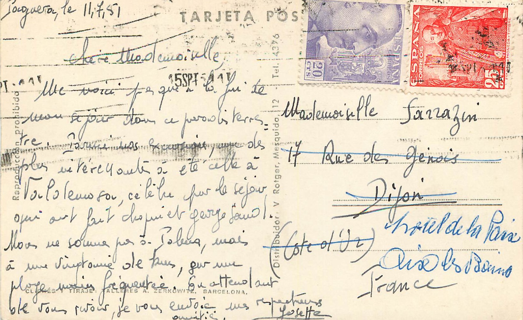 CPM Mallorca Palma Vista General Cliches Tiraje Talleres A Zerkowitz Barcelona Terjeta Postal Distribuidor V Rotger Mesq — Rückseite