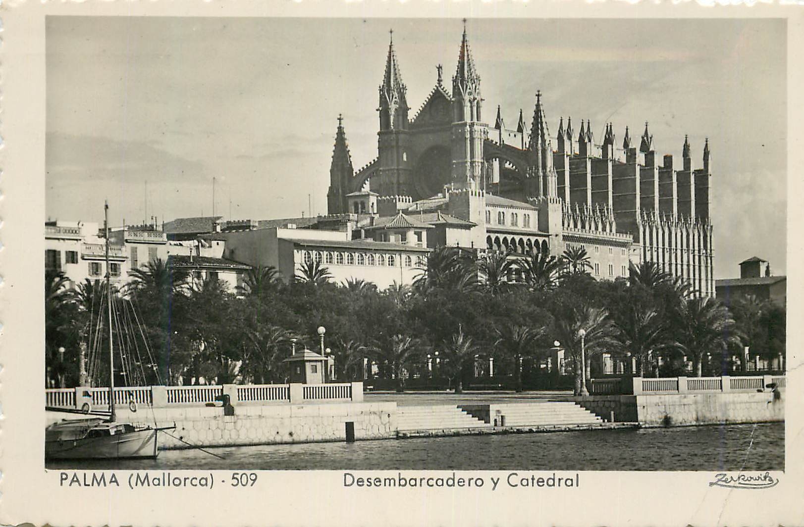 CPA Palma Mallorca Desembarcadero y Catedral  Cliches Tiraje Talleres A Zerkowitz Barcelona Distribution V Rotger Mesqui