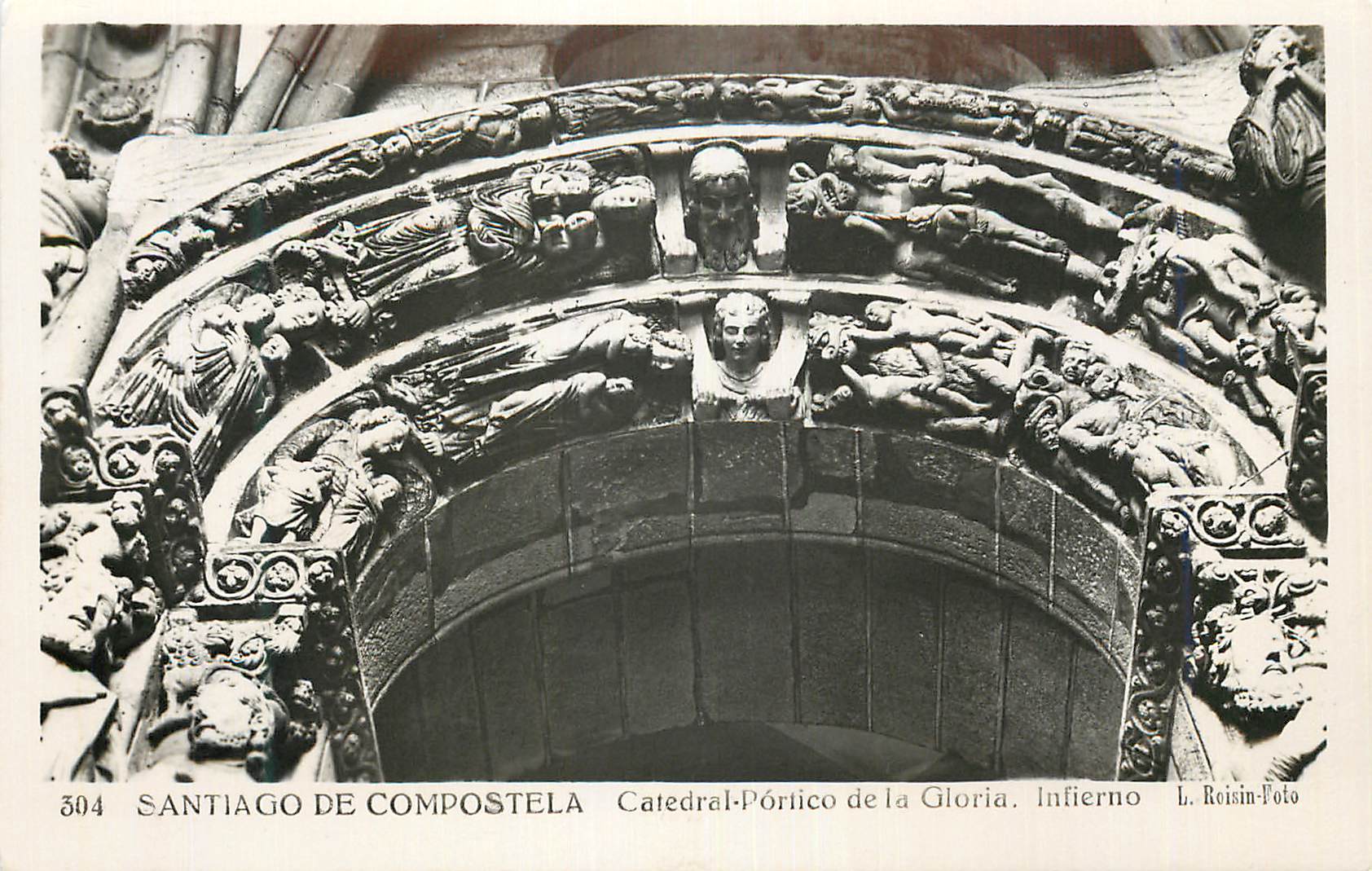 CPA Santiago de Compostela Catedral Portico de la Gloria Infierno L Roisin Foto