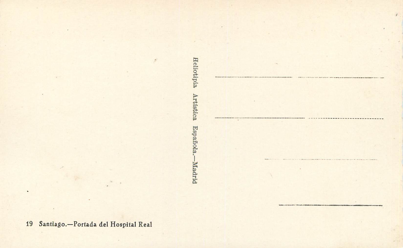 CPA Santiago Portada del Hospital Real Heliotipia Arribas Espana Madrid — Verso