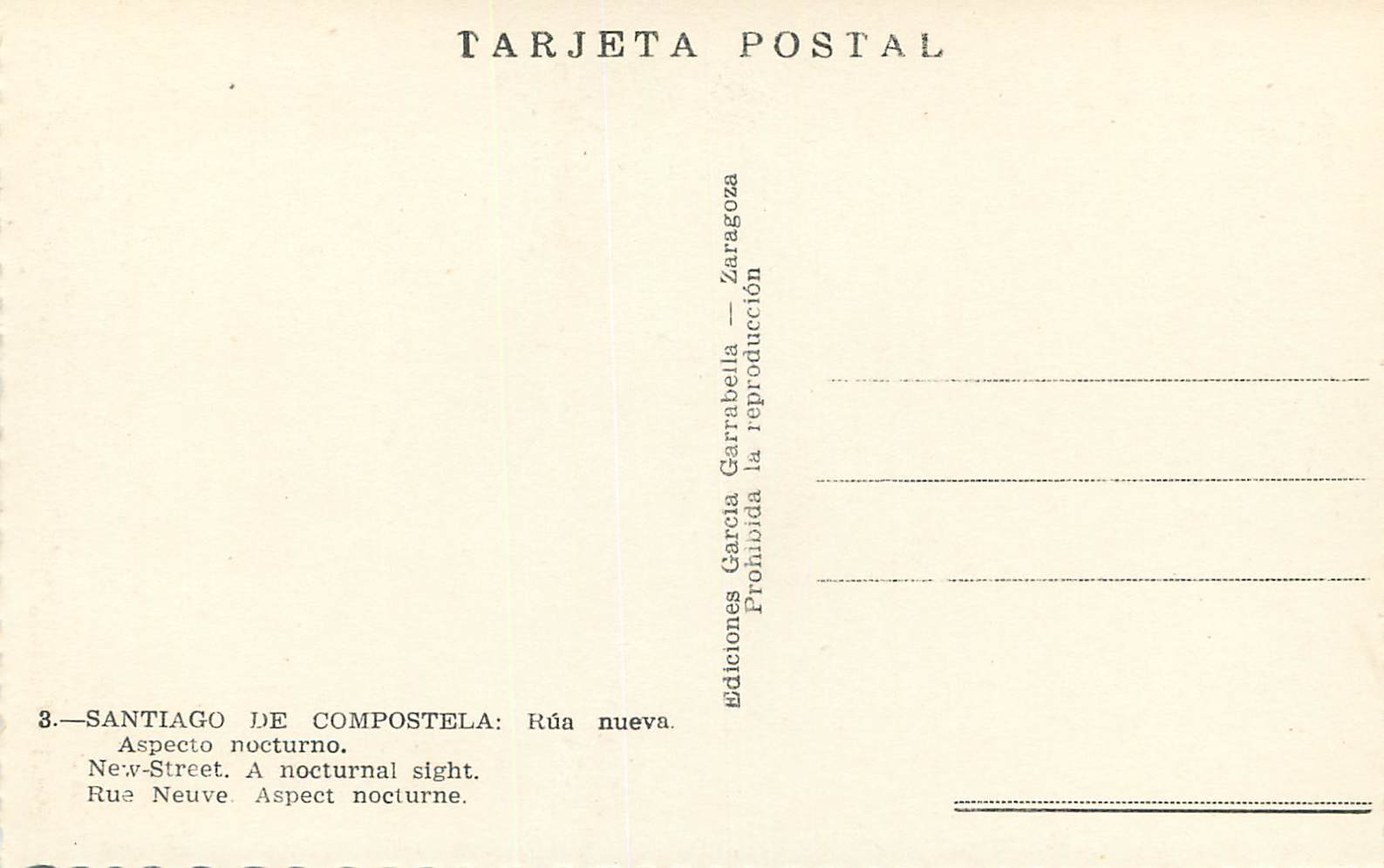 CPA Santiago de Compostela Rue nueva — Rückseite