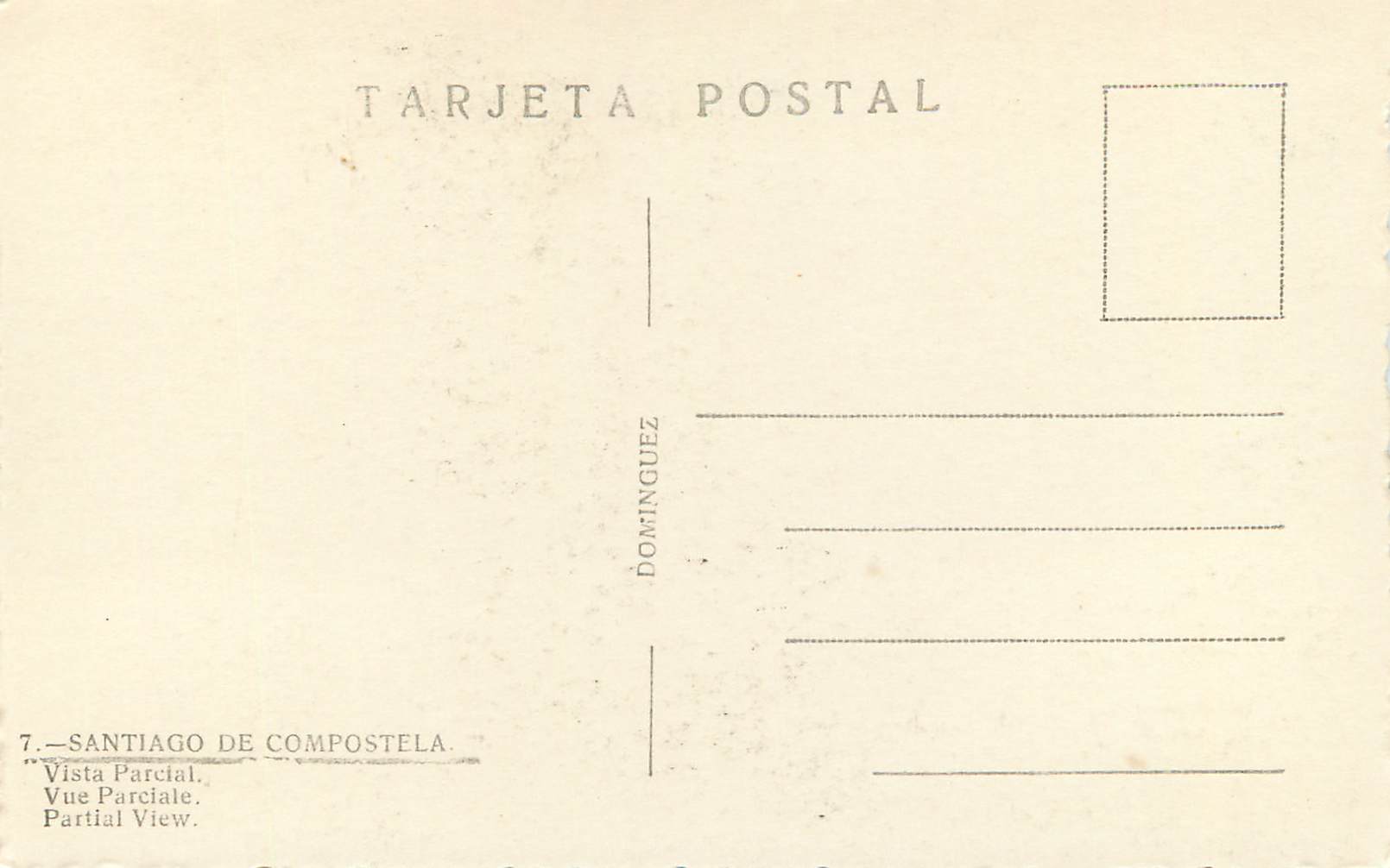 CPA Santiago de Compostela Vista Parcial Vue Parciale Dominguez Tarjeta Postal — Rückseite
