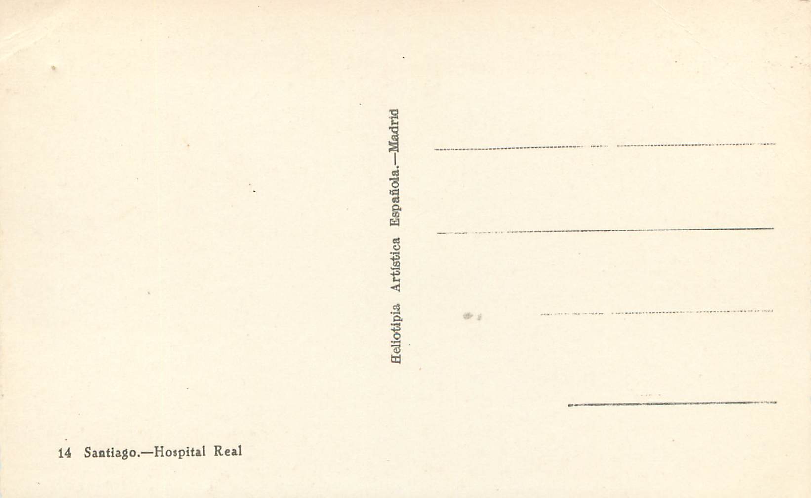 CPA Santiago Hospital Real Heliotipia Arribas Espanola Madrid — Rückseite