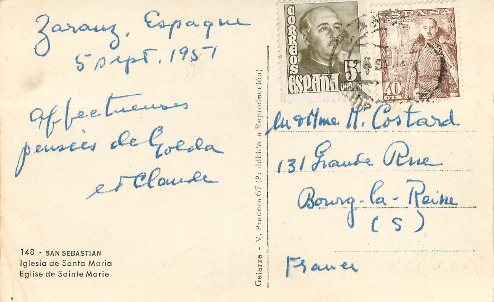 Église Sainte-Marie de San Sebastián — Galarza — éditeur Galarza, n° 148 — Rückseite