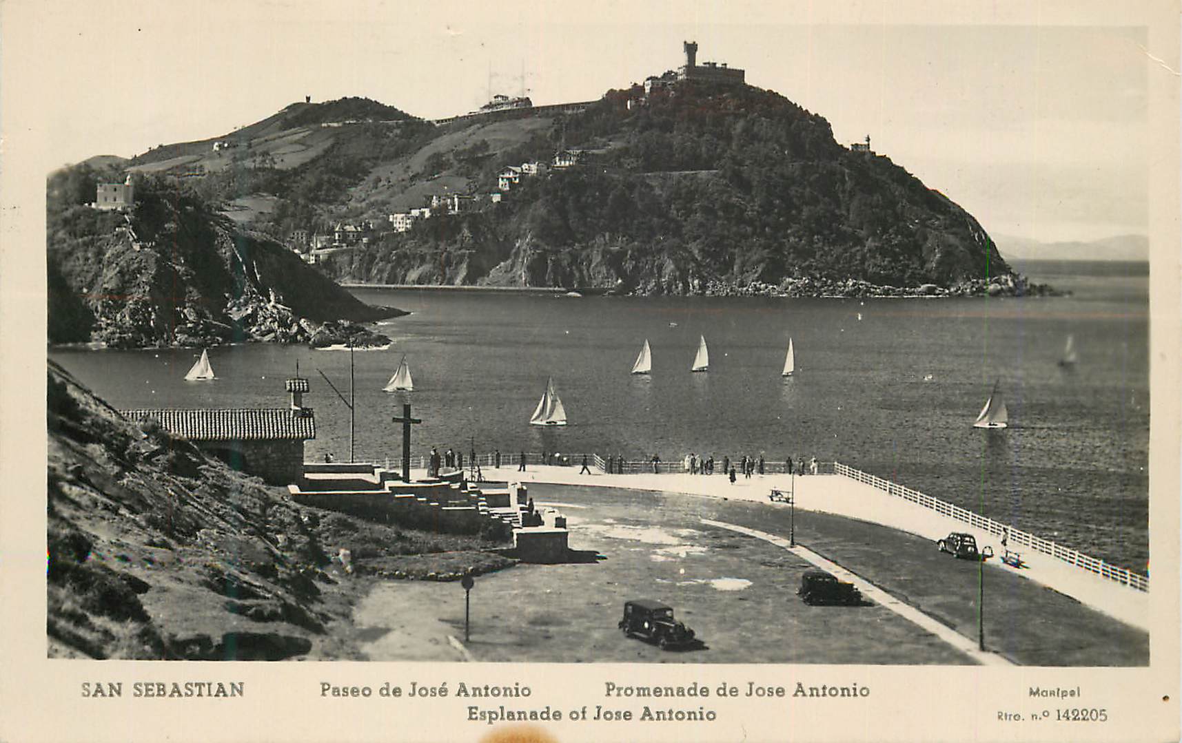 CPA San Sebastian Paseo de Jose Antonio Promenade de Jose Antonio Espana Manipel