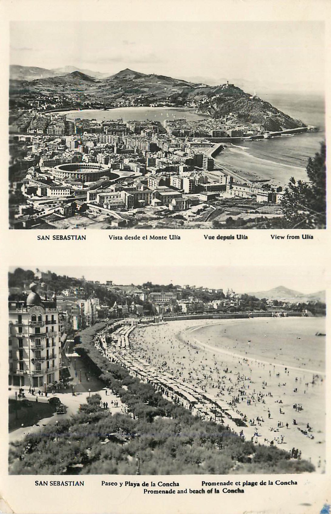 CPA San Sebastian Vista desde ete Monte Ulla Vue depulle Ulla San Sebastian Paseo y Playa de la Concha Promenade et plag
