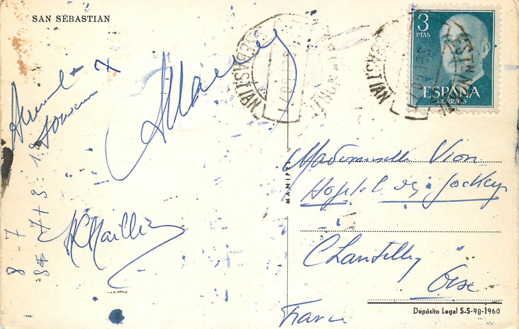 CPA San Sebastian  Deposito legal Espana — Verso