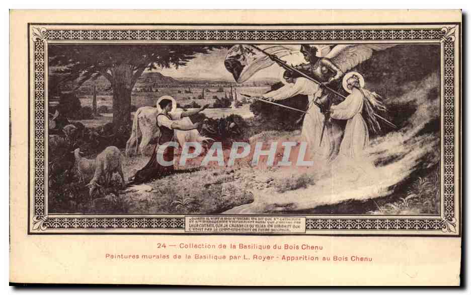CPA Collection de la basilique du Bois Chenu Peintures murales de la basilique par L Royer Apparition du Bois Chenu ange