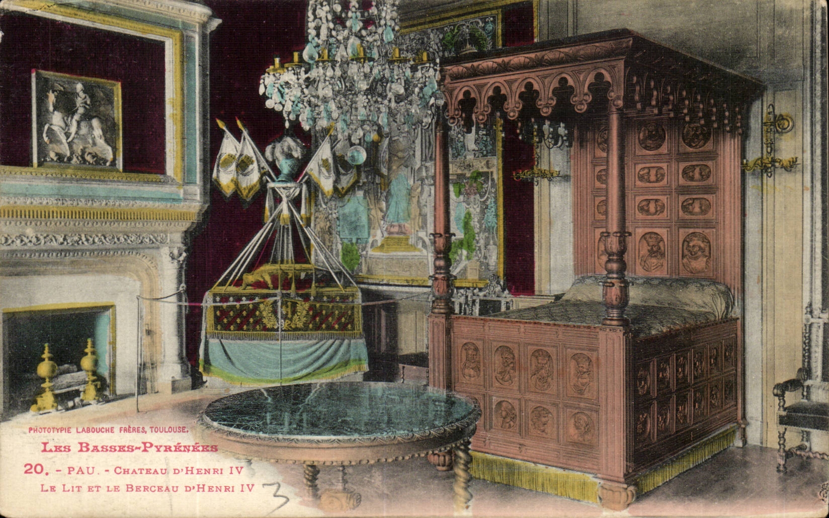 Pau - Château d'Henri IV - Le Lit et le Berceau d'Henri IV — Phototypie Labouche Frères, Toulouse, n°20