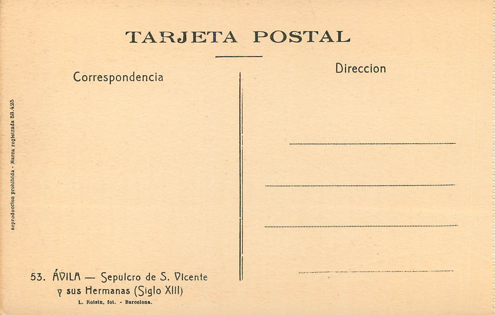 CPA Avila Sepulcro de S Vicente y sus Hermanas — Rückseite
