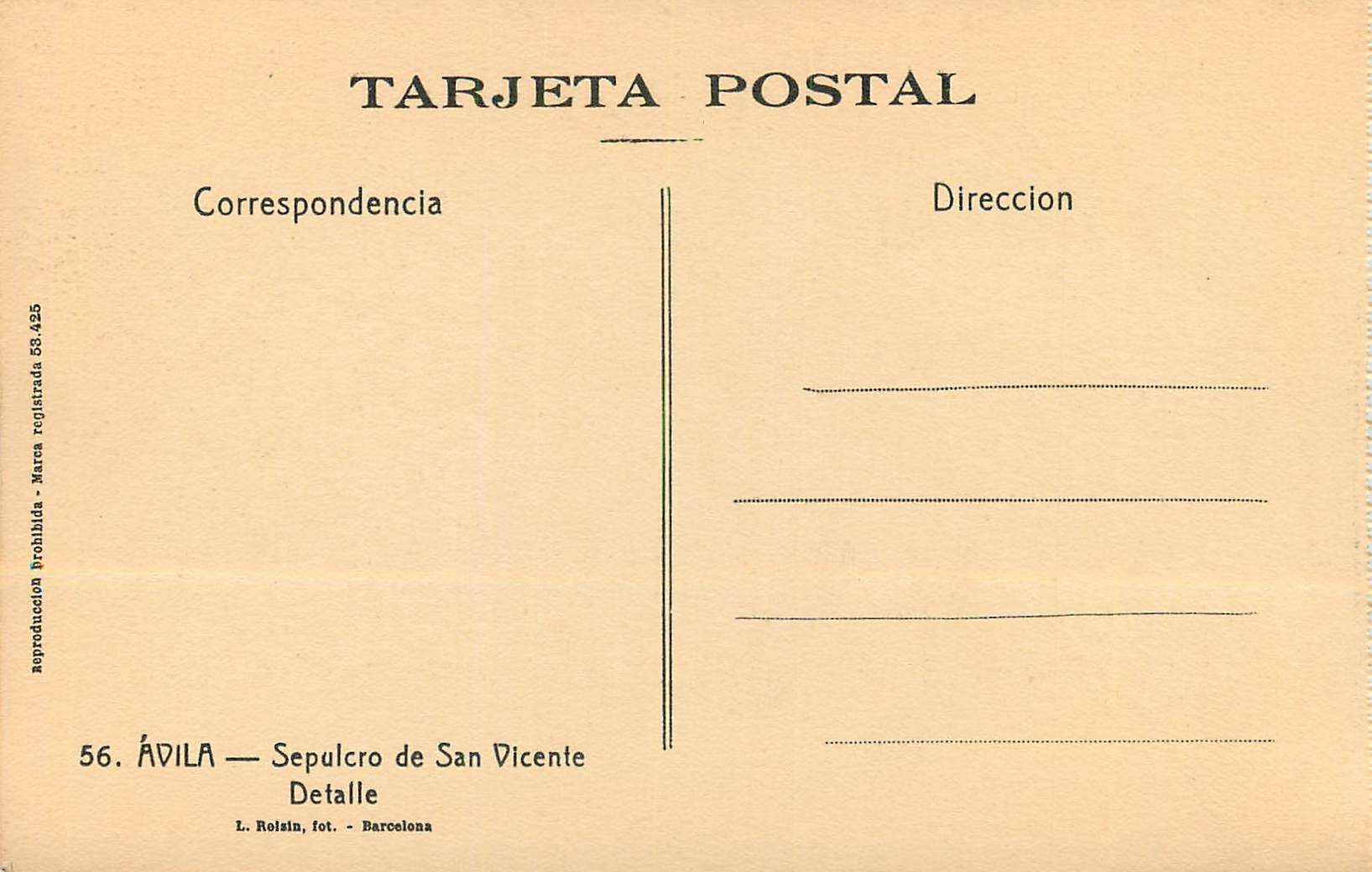 CPA Avila Sepulcro de San Vicente Detalle — Rückseite