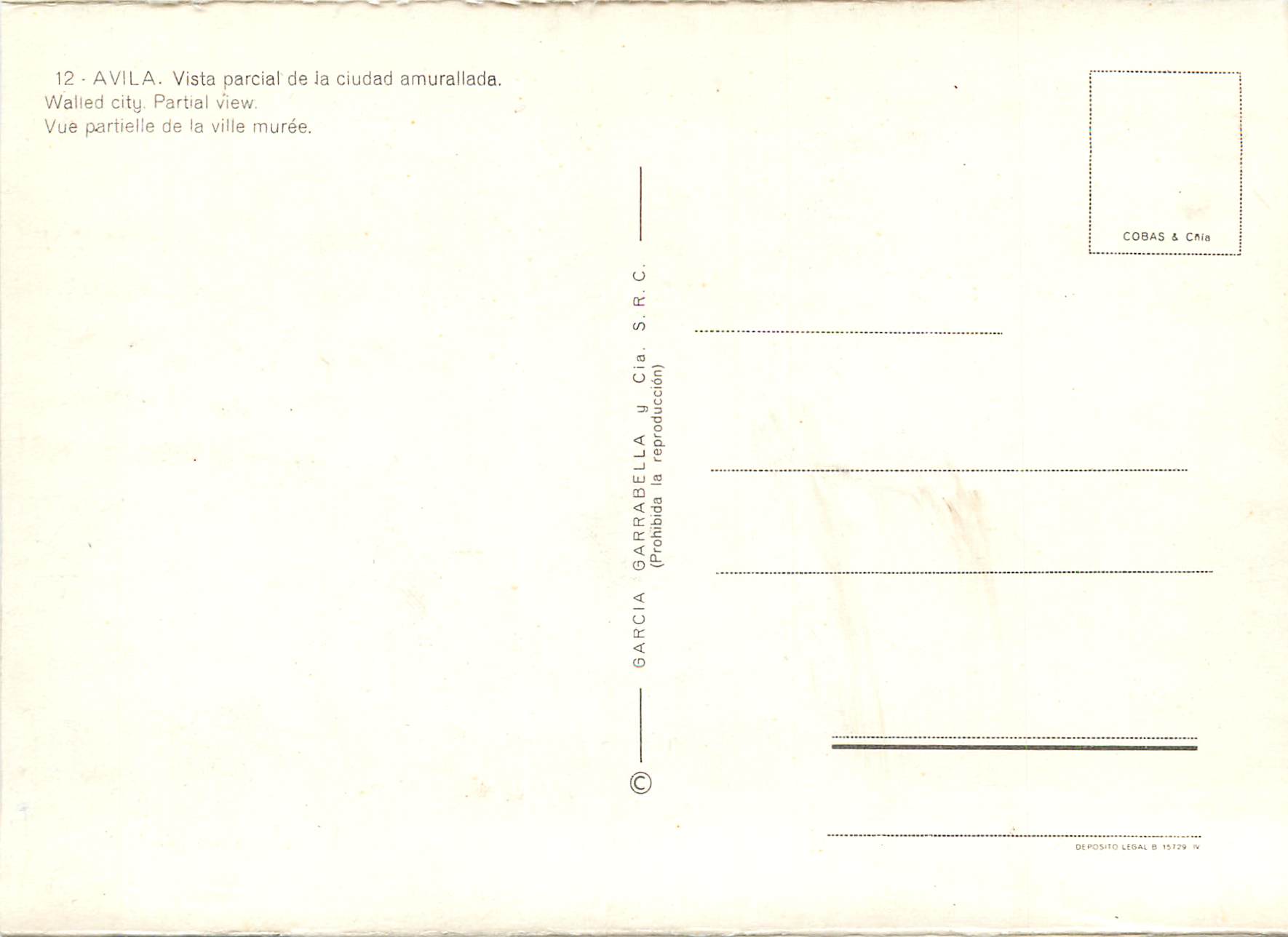 CPM Avila Vue partielle de la ville muree — Rückseite