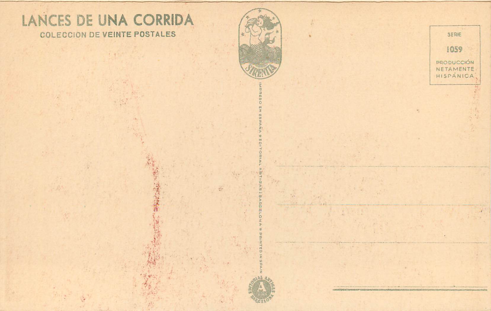 CPA Veronica Corrida — Rückseite