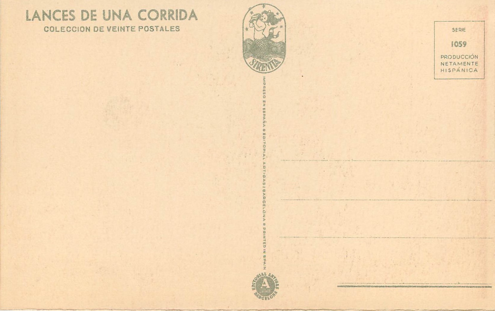 CPA Luser Molinete Corrida — Rückseite