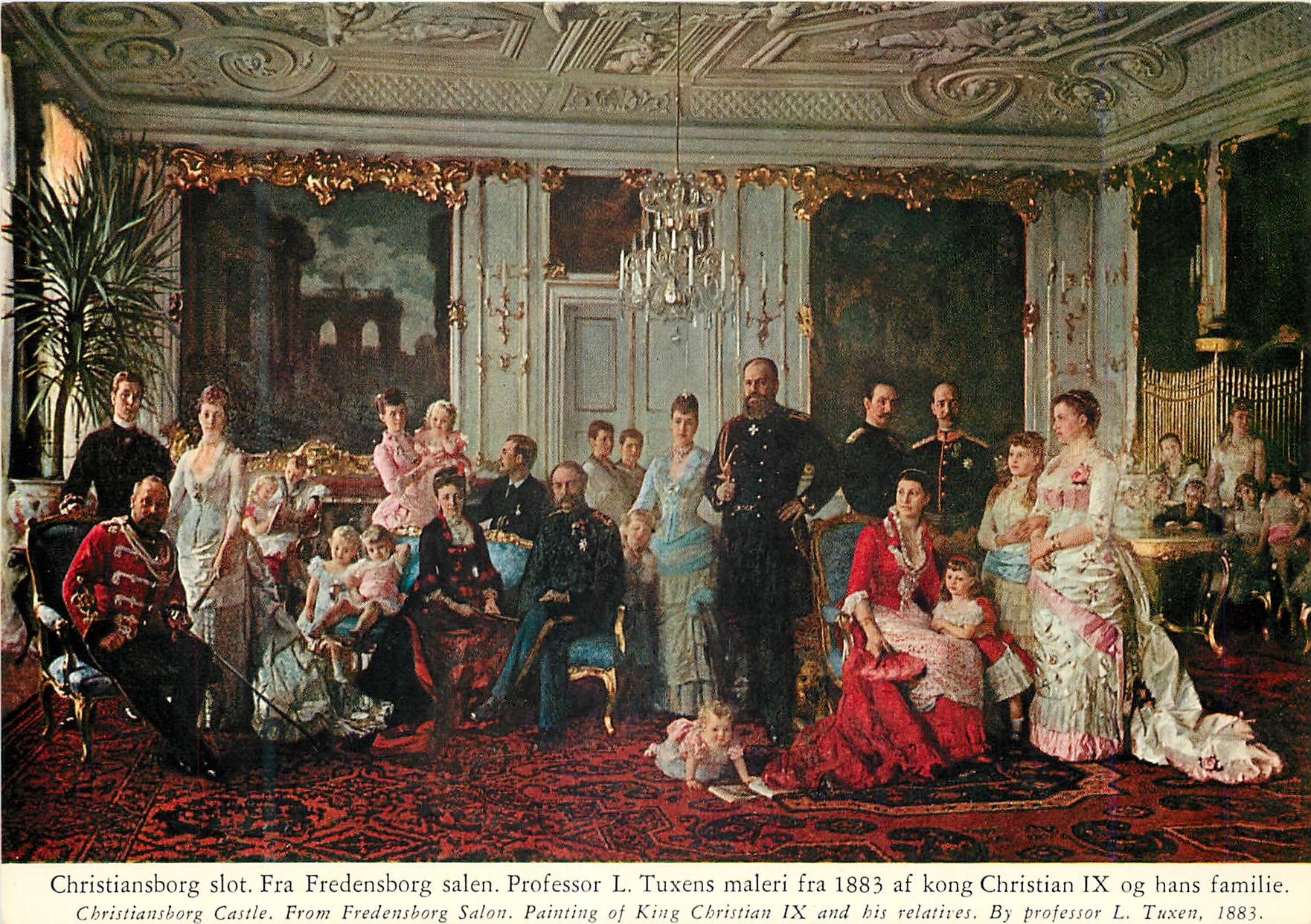 CPM Christiansborg slot Fra Fredensborg salen Professor L Tuxens maleri fra af kong Christian ix og hans familie