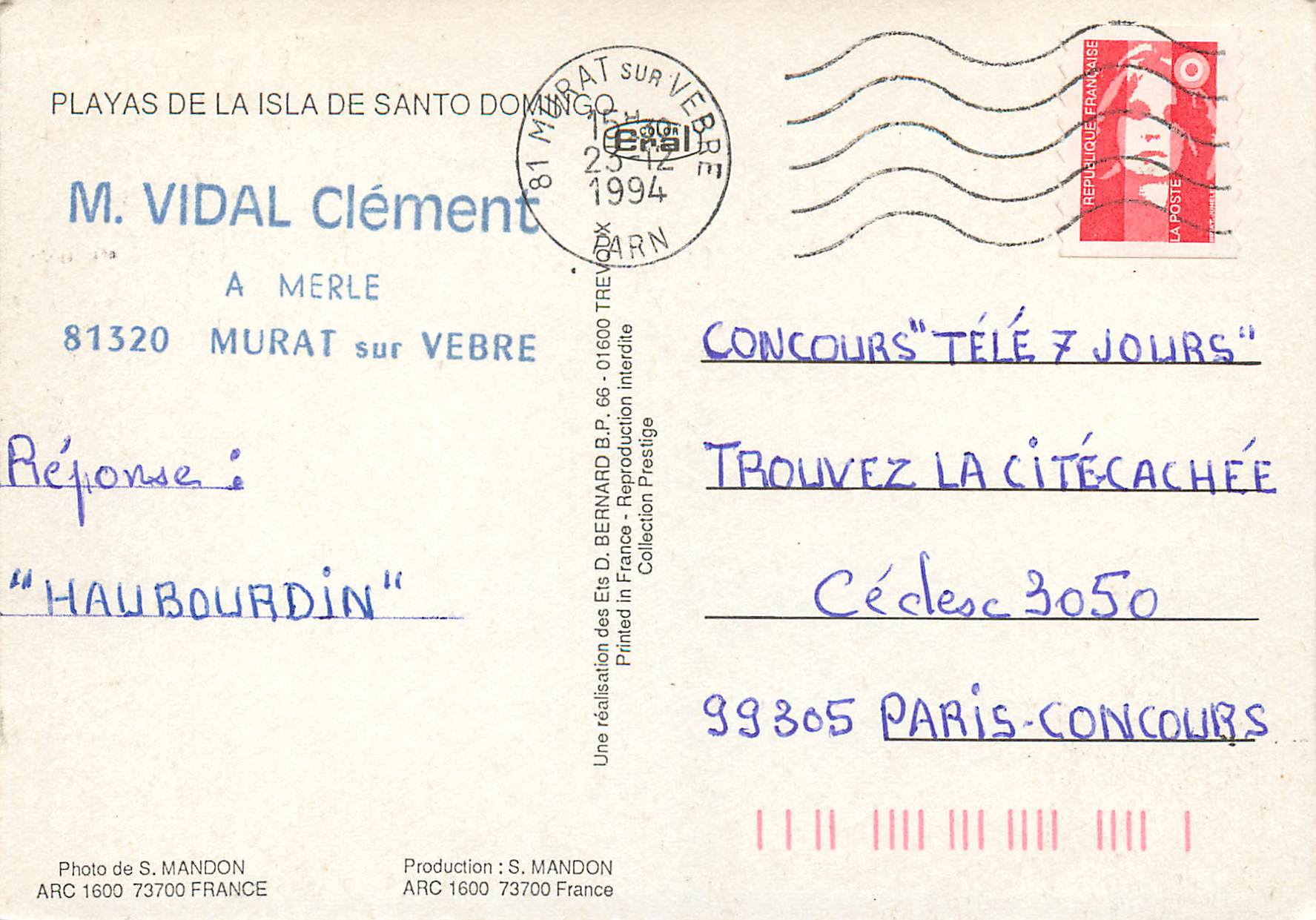 CPM Playas de la Isla Domingo — Verso