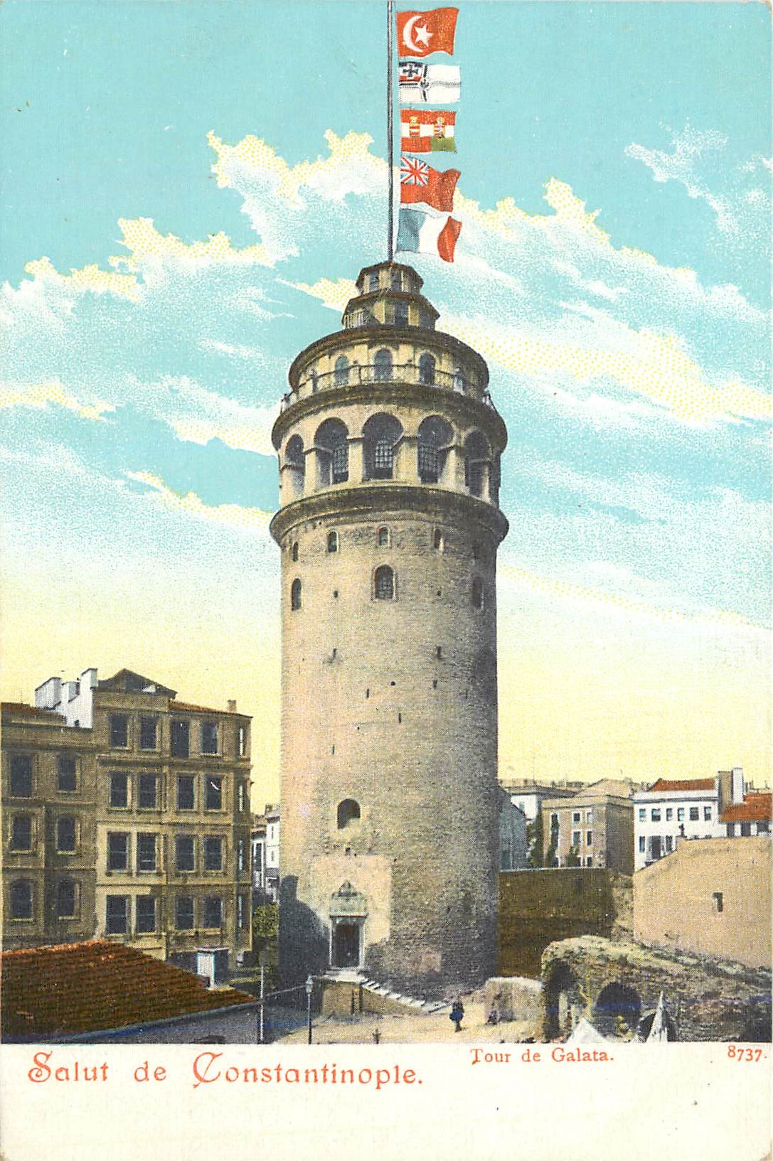 CPA Salut de Constantinople Tour de Galata