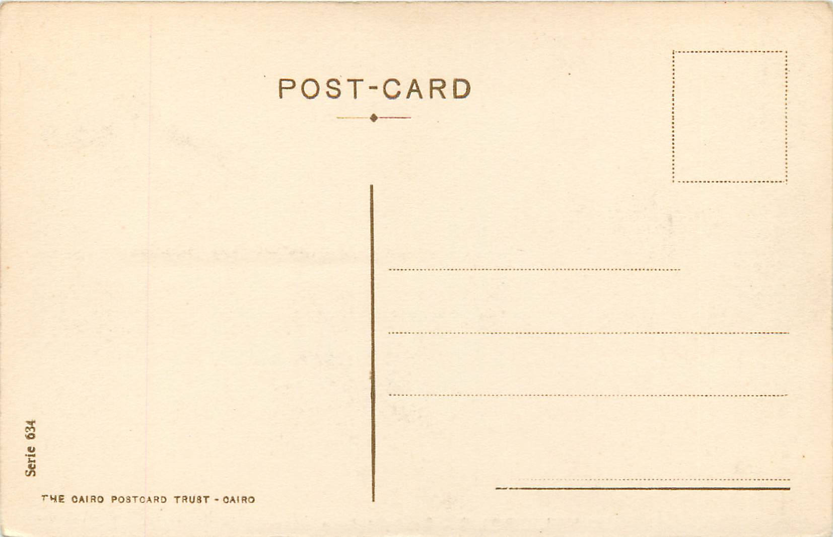 Héliopolis - Sant Stefano Street — éditeur The Cairo Postcard Trust, série 634 — Verso