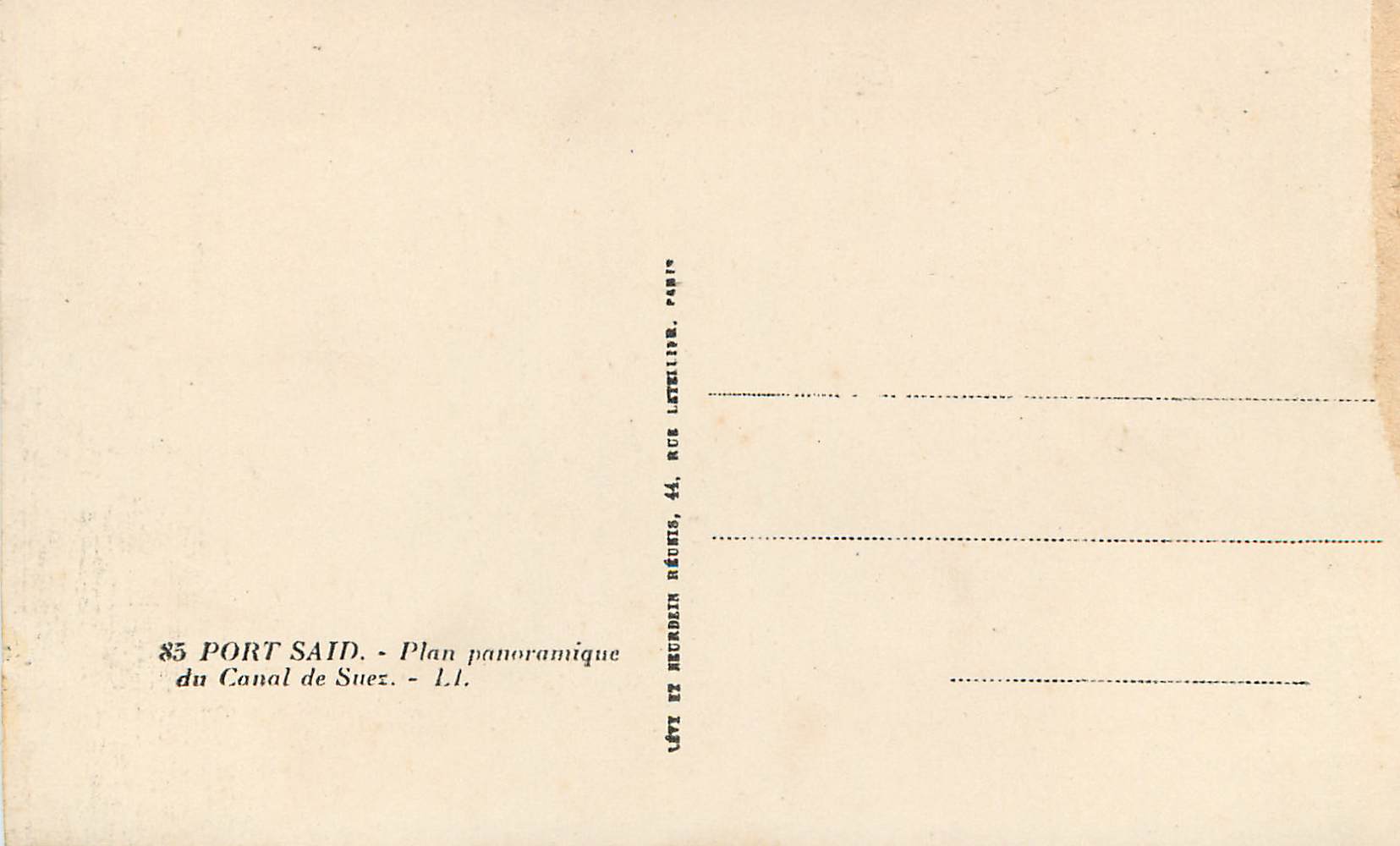 CPA Port Said Plan panoramique du Canal de Suez — Rückseite
