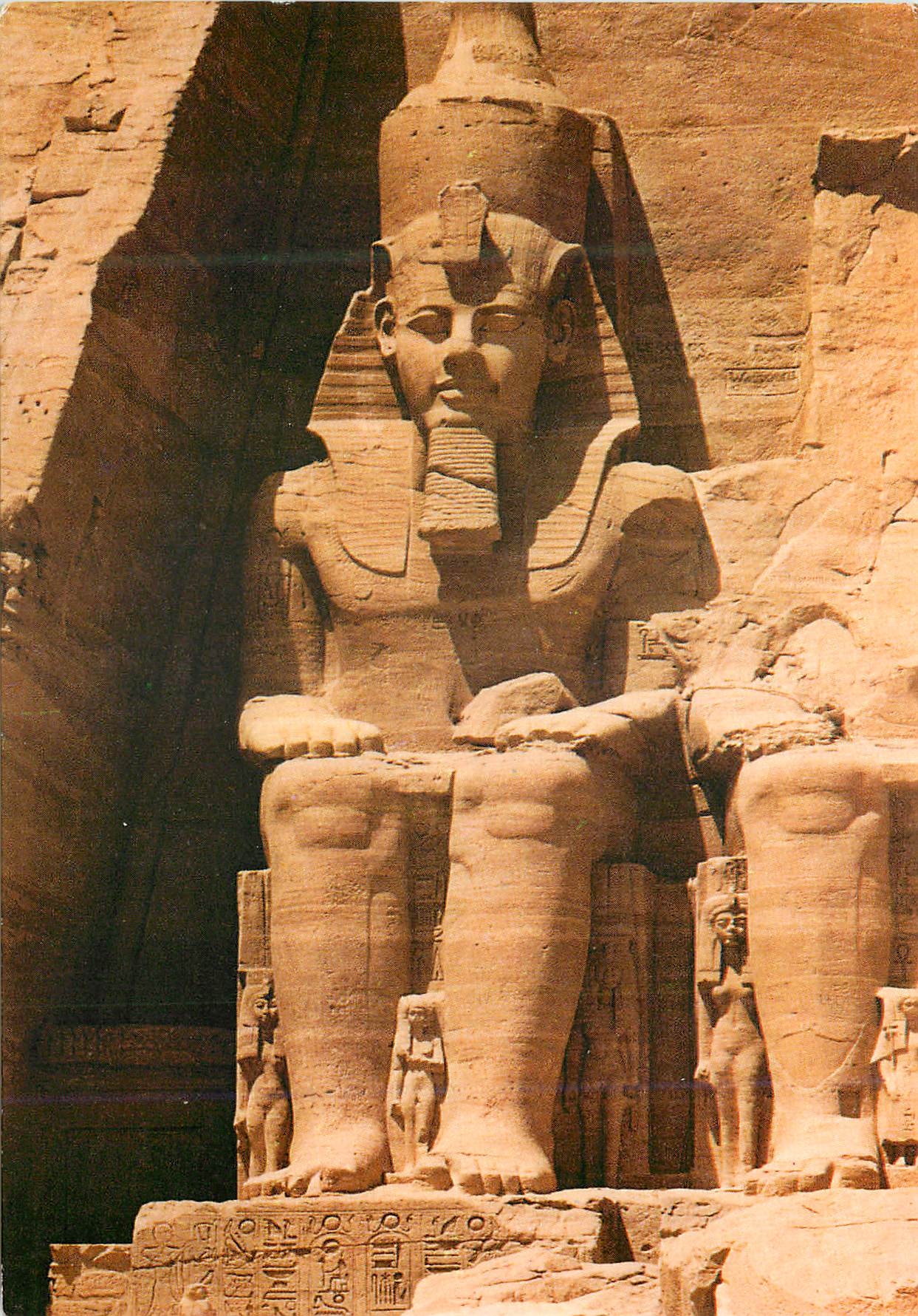 CPM Abou Simbel Rock Temple of Ramses ii Partial view of the Gigantic Statues
