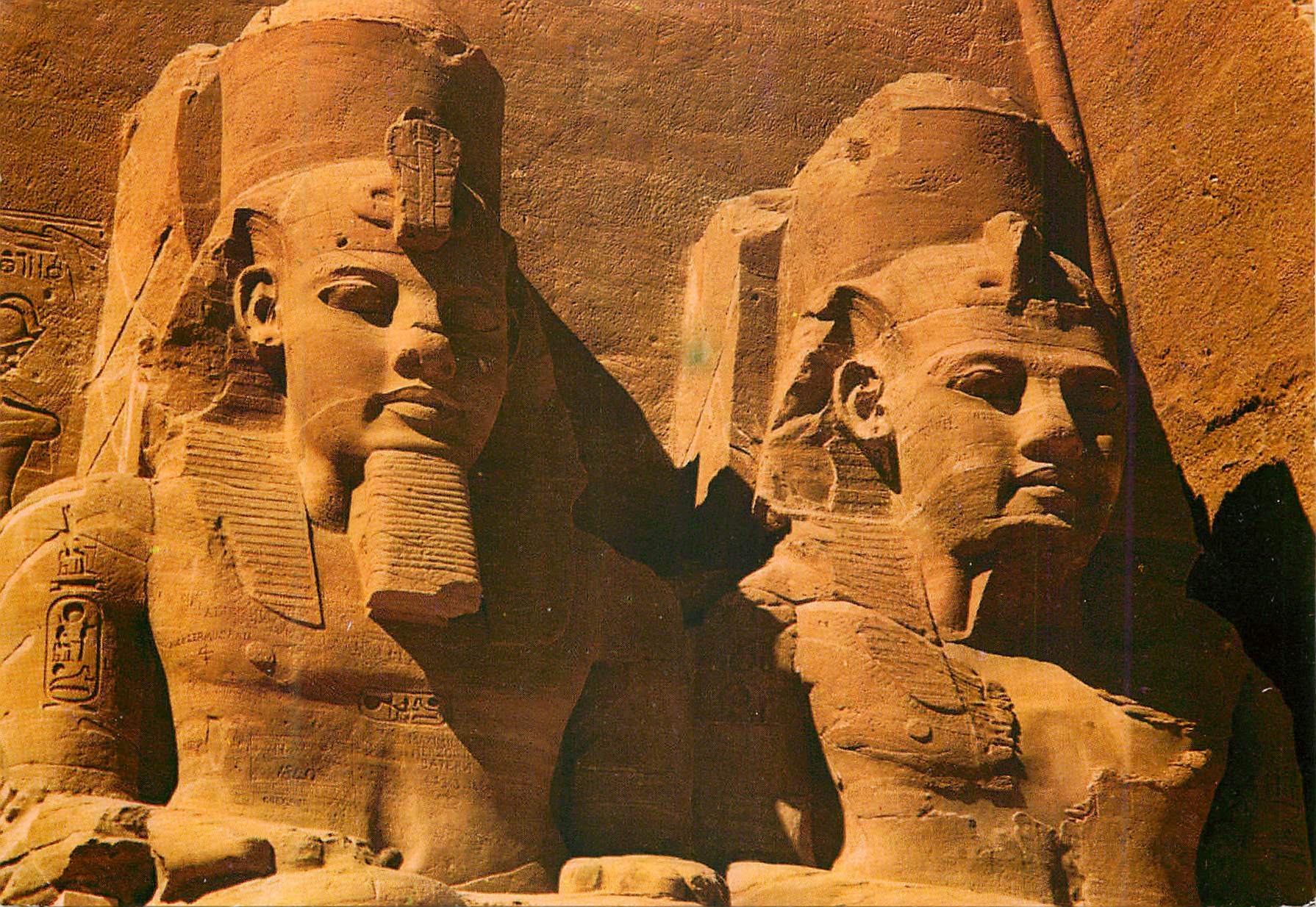 CPM Abou Simbel Temple of Ramses ii Partial view of the Gigantic statues