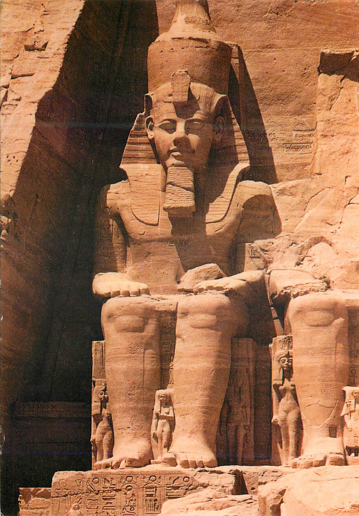 CPM Abou Simbel Rock Temple of Ramses ii Partial view of the Gigantic statues