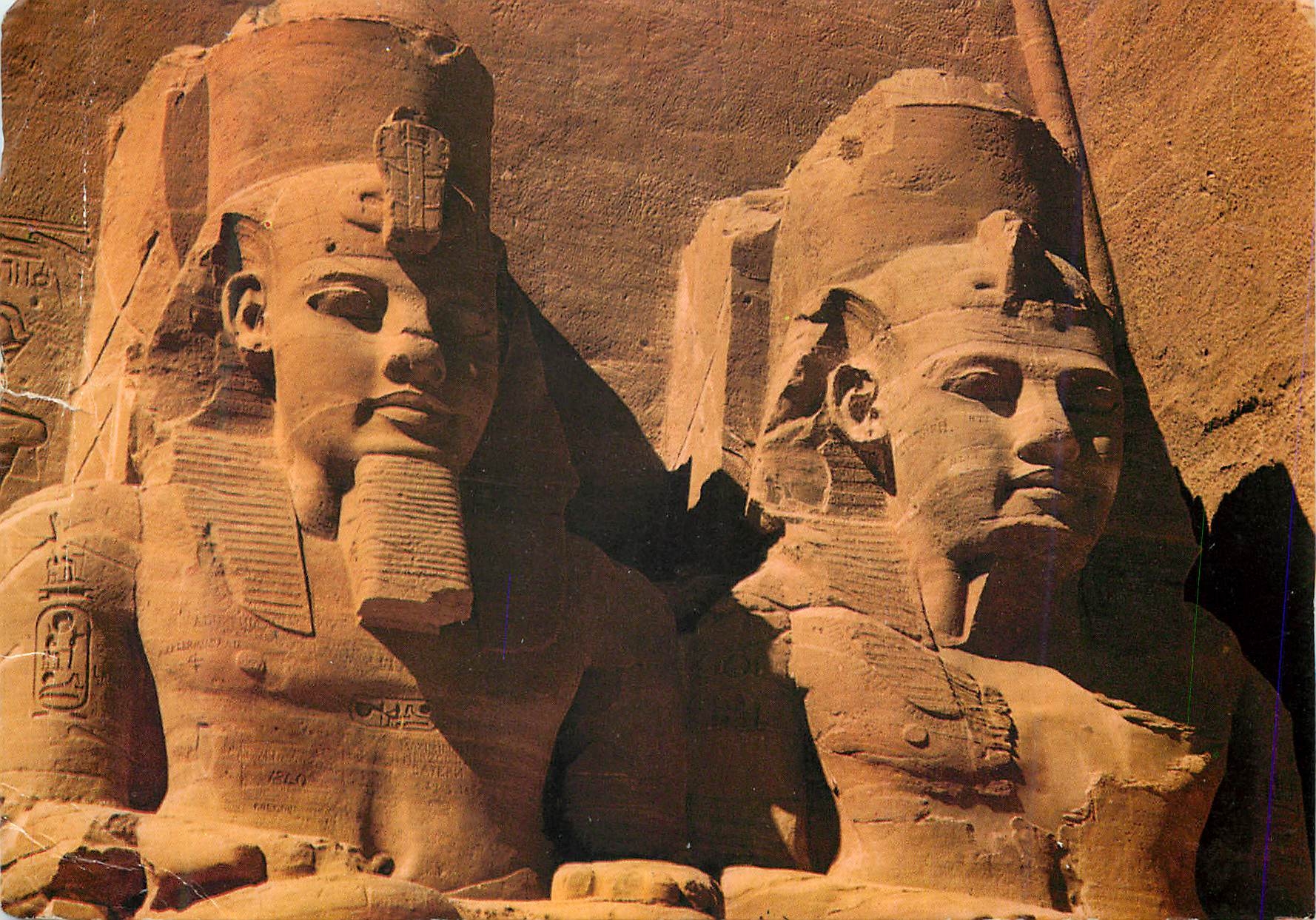 CPM Abou Simbel Rock Temple of Ramses Partial view of the Gigantic statues