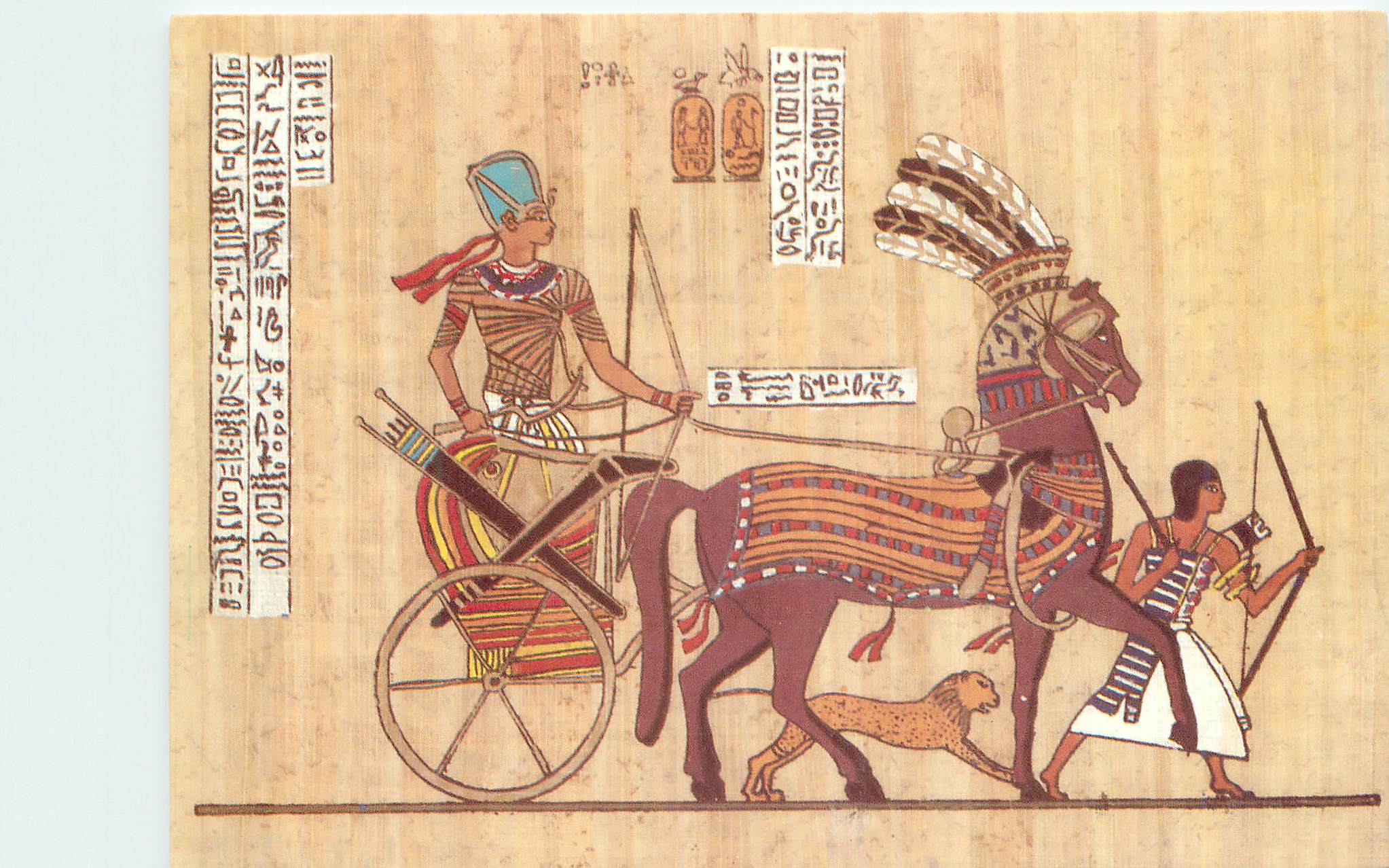 Ramsès II en char contre les Hittites — Égypte, 19e dynastie — Éditeur Kurt & Landrock, Caire