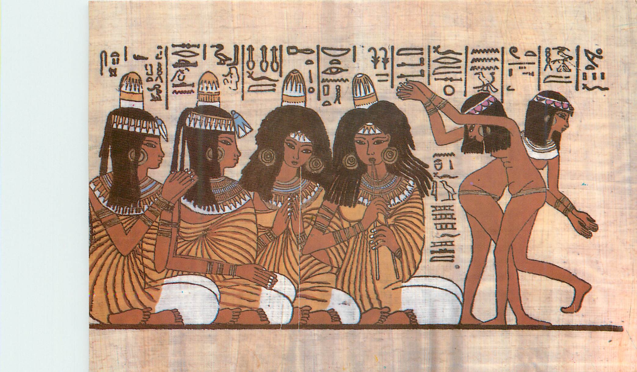 Tomb of Nebamun — Banqueting scene with musicians and dancers — Art Publishers Lehner & Landrock, Cairo
