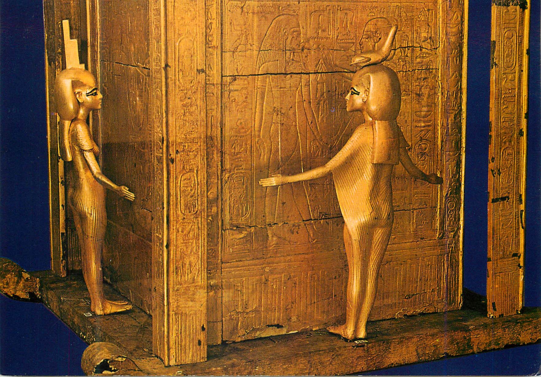 CPM Egyptian Museum Tutankhamens Treasures Large Gold canopie chest